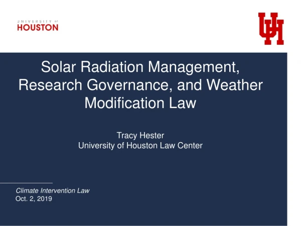 Solar Radiation Management, Research Governance, and Weather Modification Law