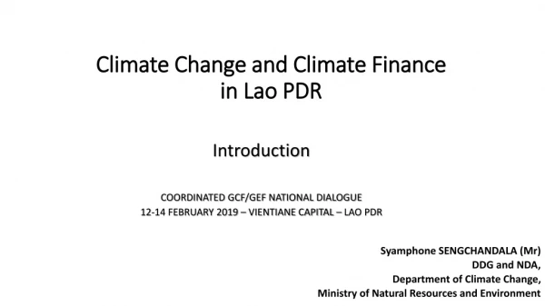 Climate Change and Climate Finance in Lao PDR