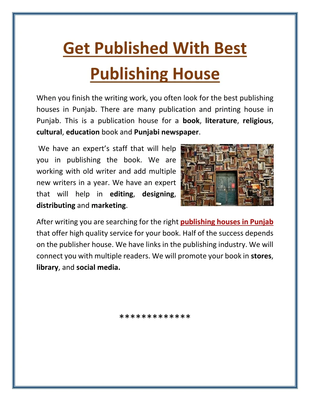 get published with best publishing house