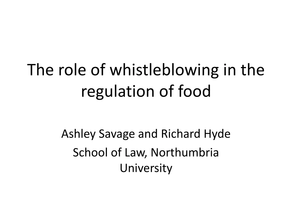 the role of w histleblowing in the regulation of food