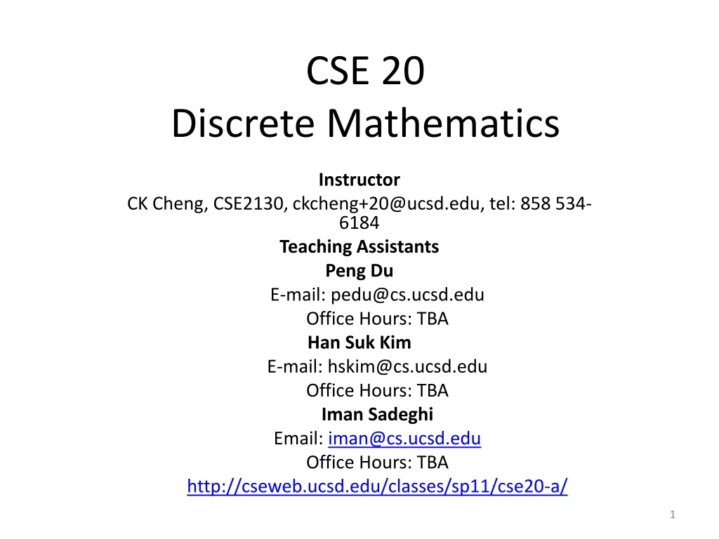 cse 20 discrete mathematics