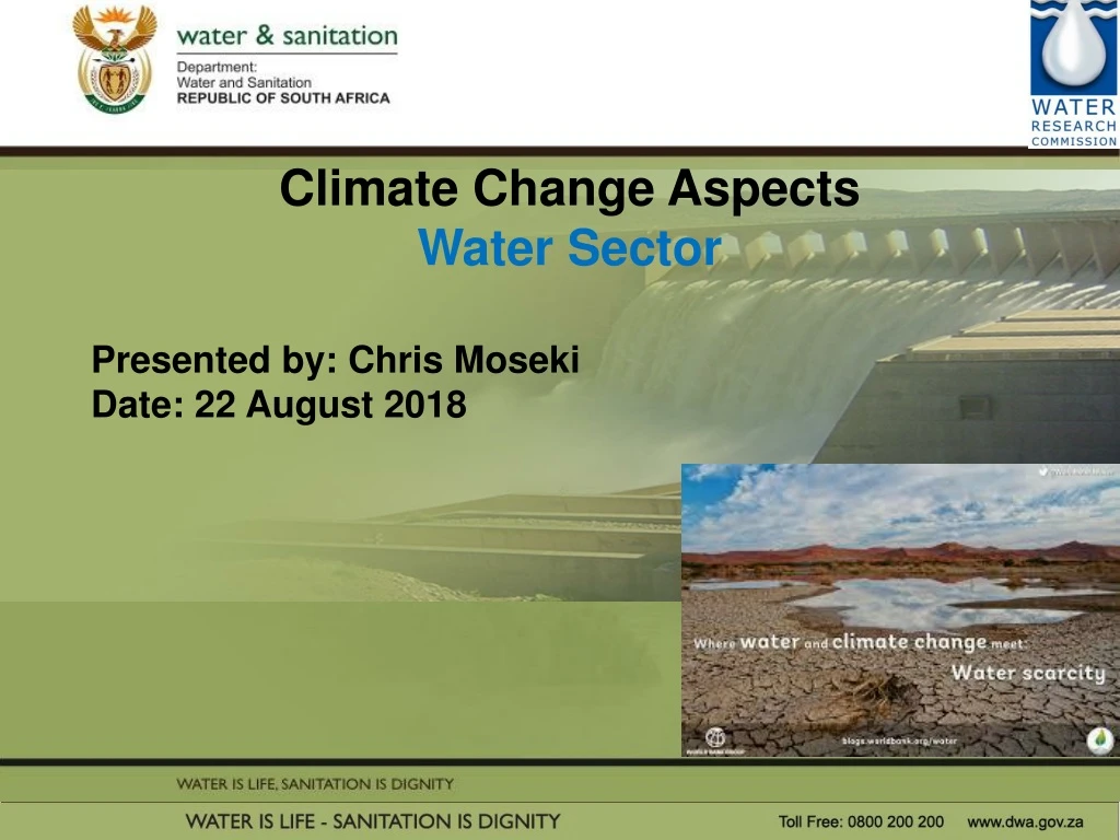 climate change aspects water sector presented