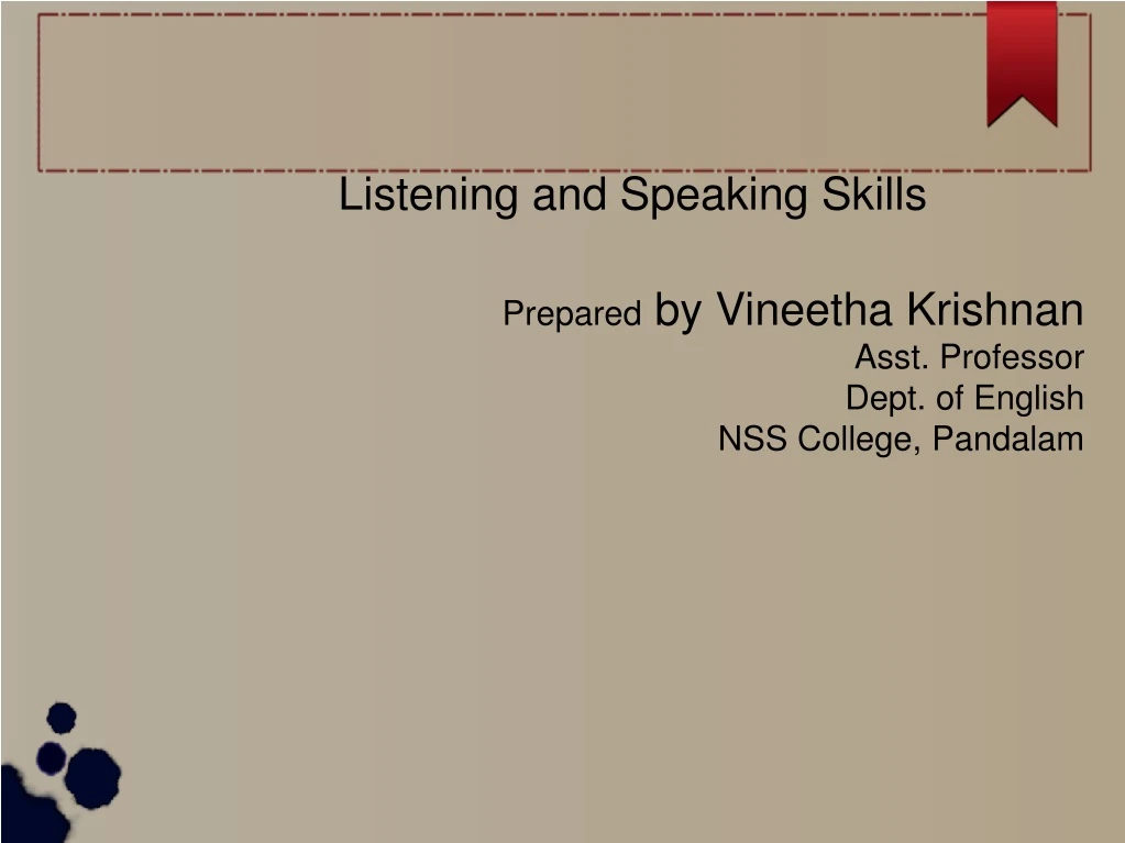 listening and speaking skills prepared