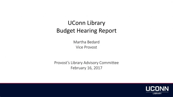 UConn Library Budget Hearing Report