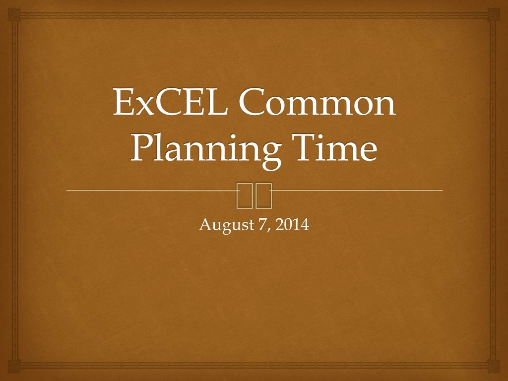 excel common planning time