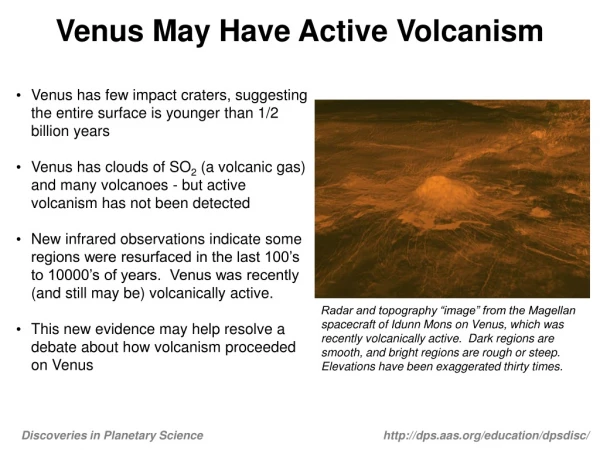 Venus May Have Active Volcanism