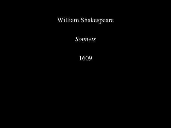 William Shakespeare Sonnets 1609