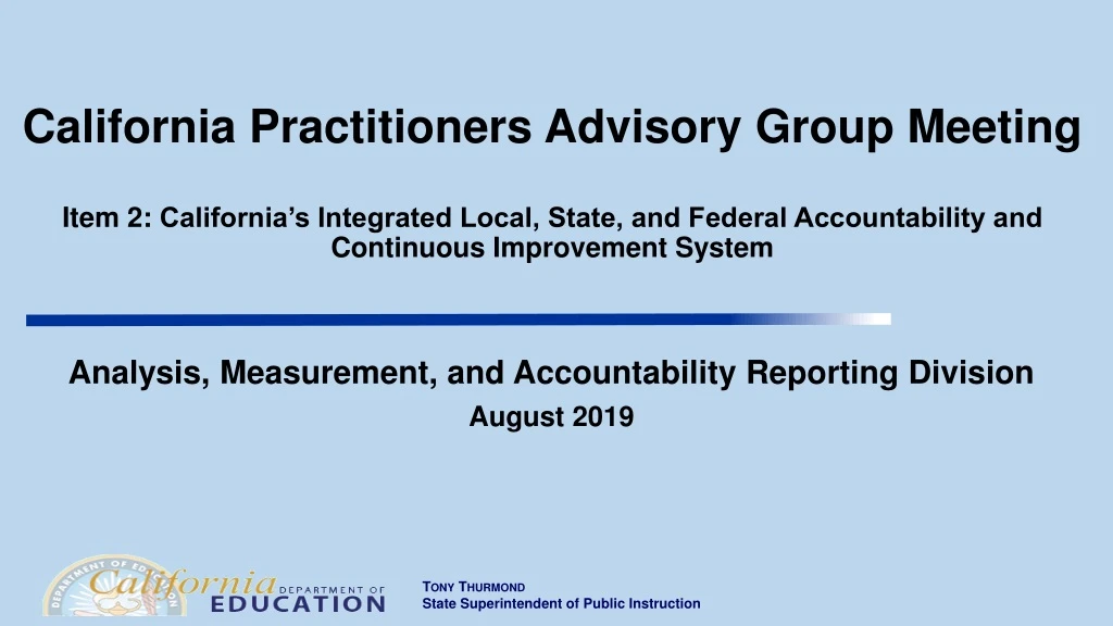 analysis measurement and accountability reporting division august 2019
