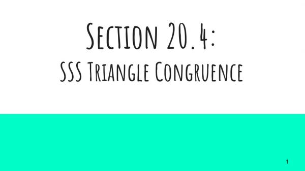 Section 20.4: SSS Triangle Congruence
