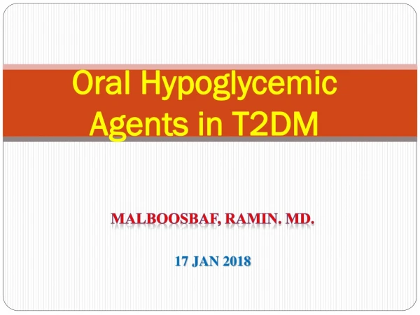 Oral Hypoglycemic Agents in T2DM