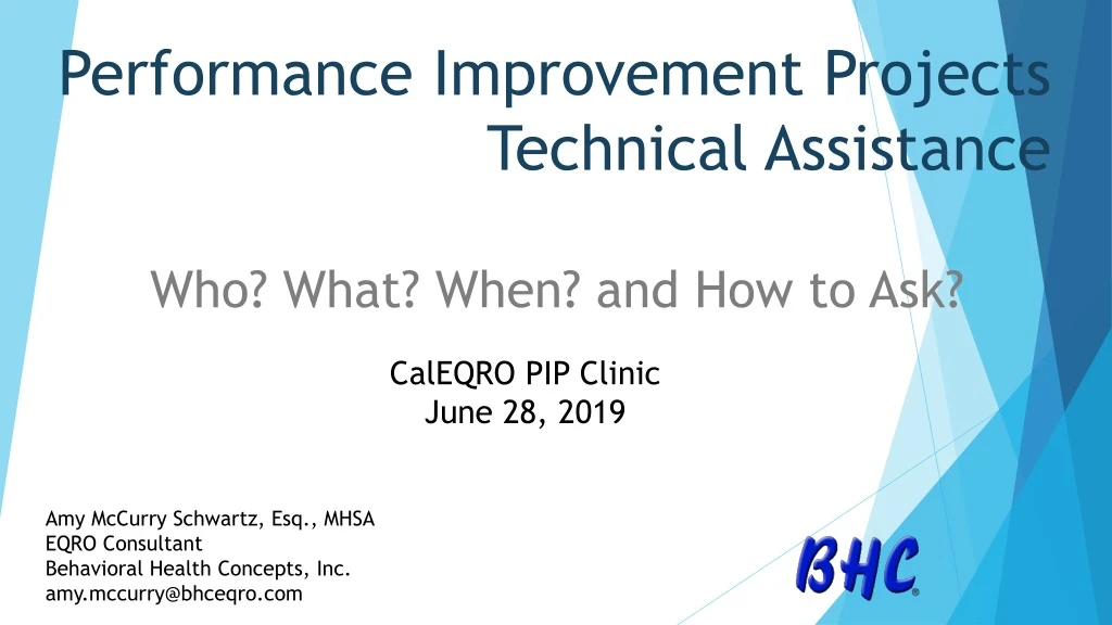performance improvement projects technical assistance