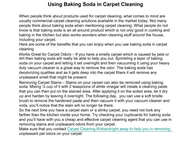 Using Baking Soda in Carpet Cleaning