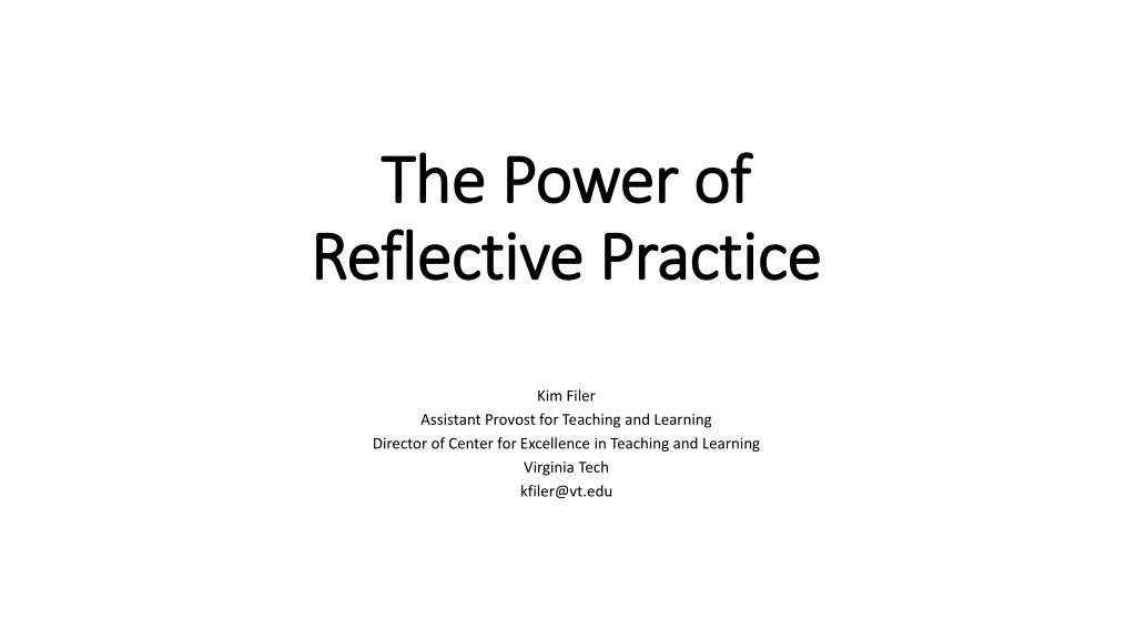 the power of reflective practice