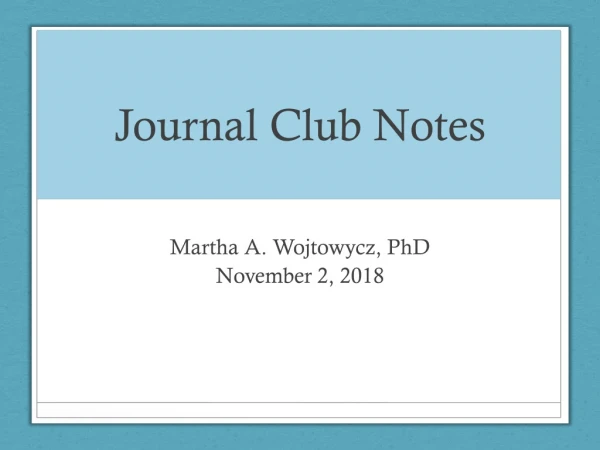 Journal Club Notes