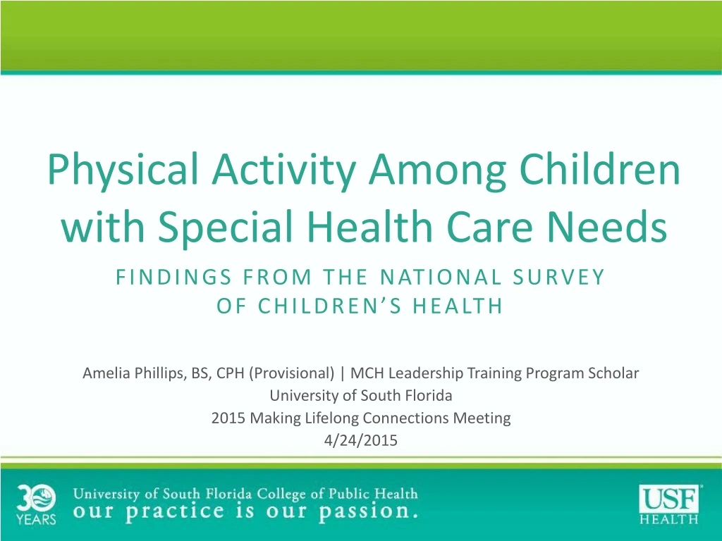 physical activity among children with special health care needs