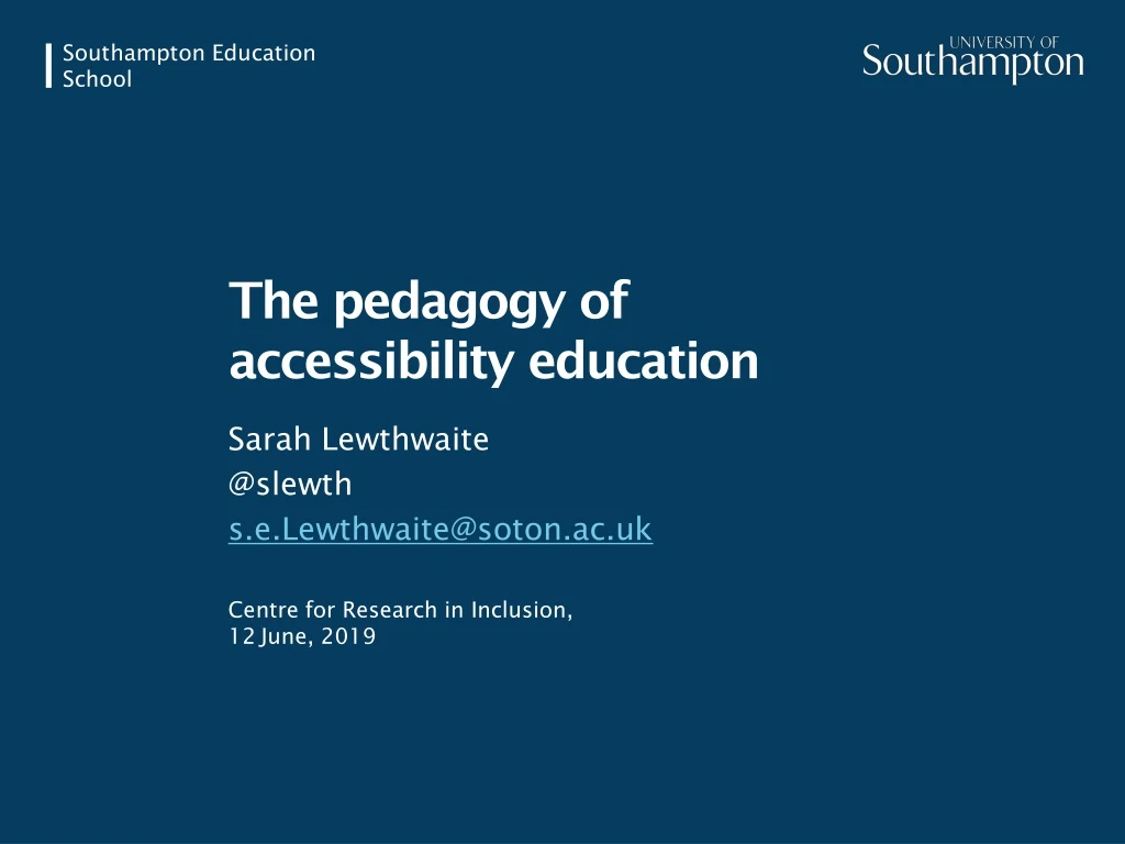 the pedagogy of accessibility education