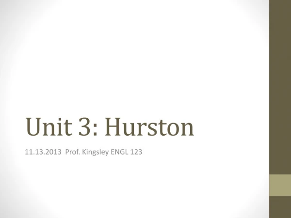 Unit 3: Hurston