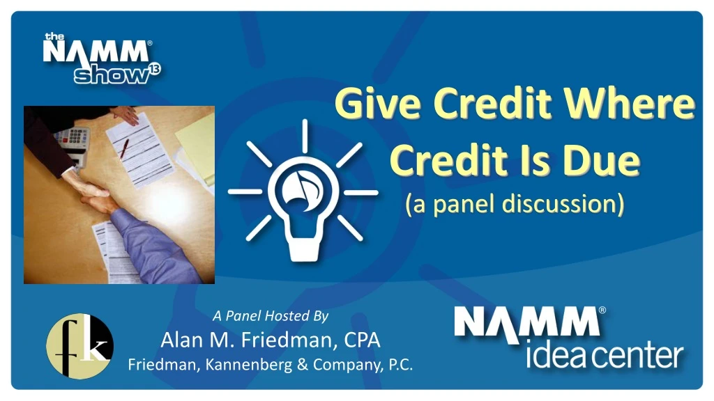 give credit where credit is due a panel discussion