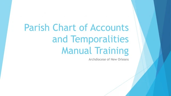 Parish Chart of Accounts and Temporalities Manual Training