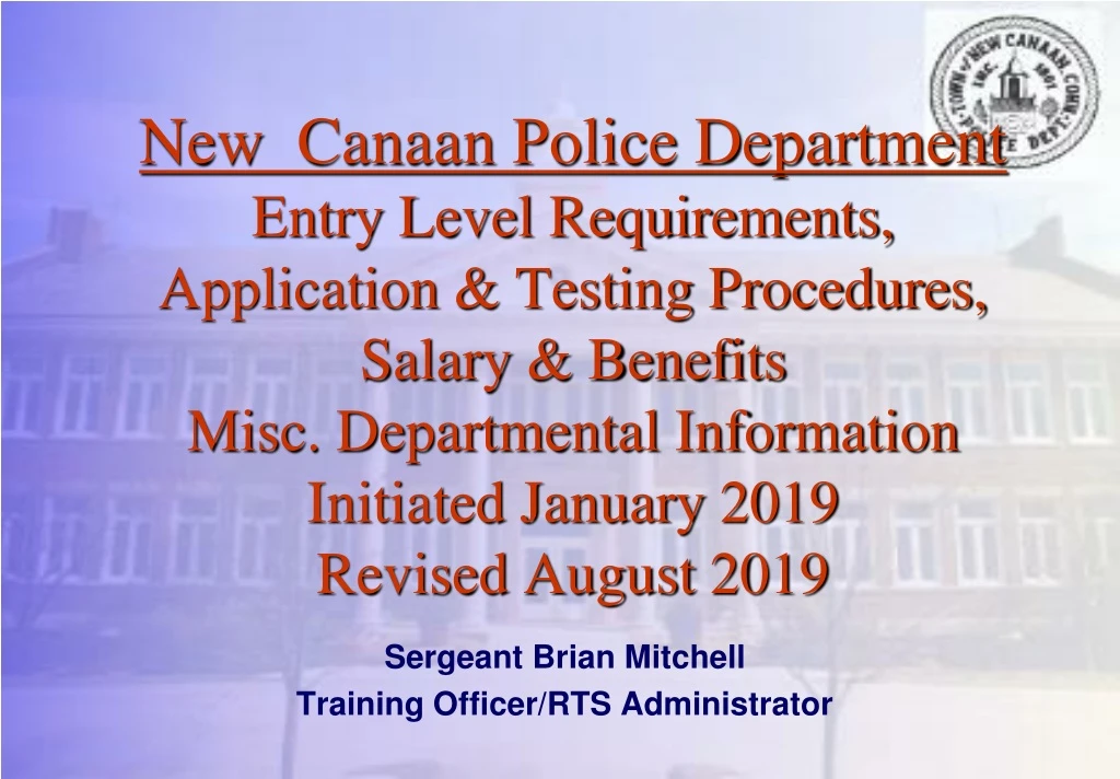 new canaan police department entry level