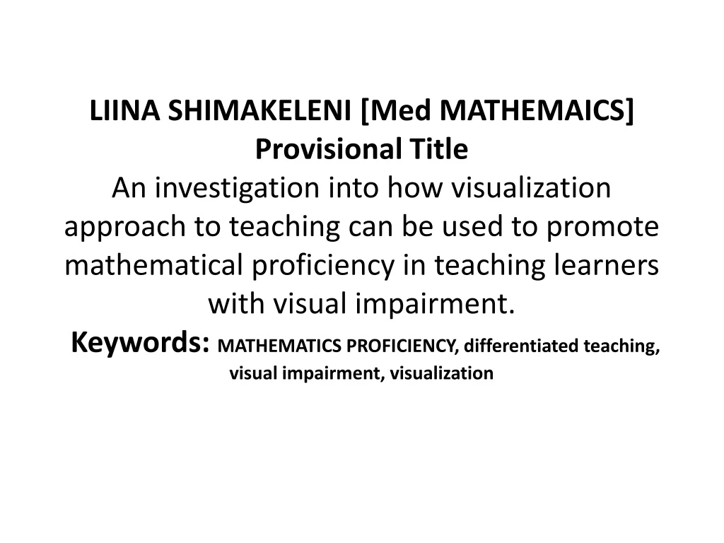 liina shimakeleni med mathemaics provisional