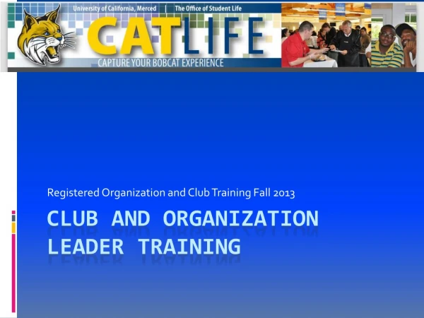 Club and Organization Leader Training