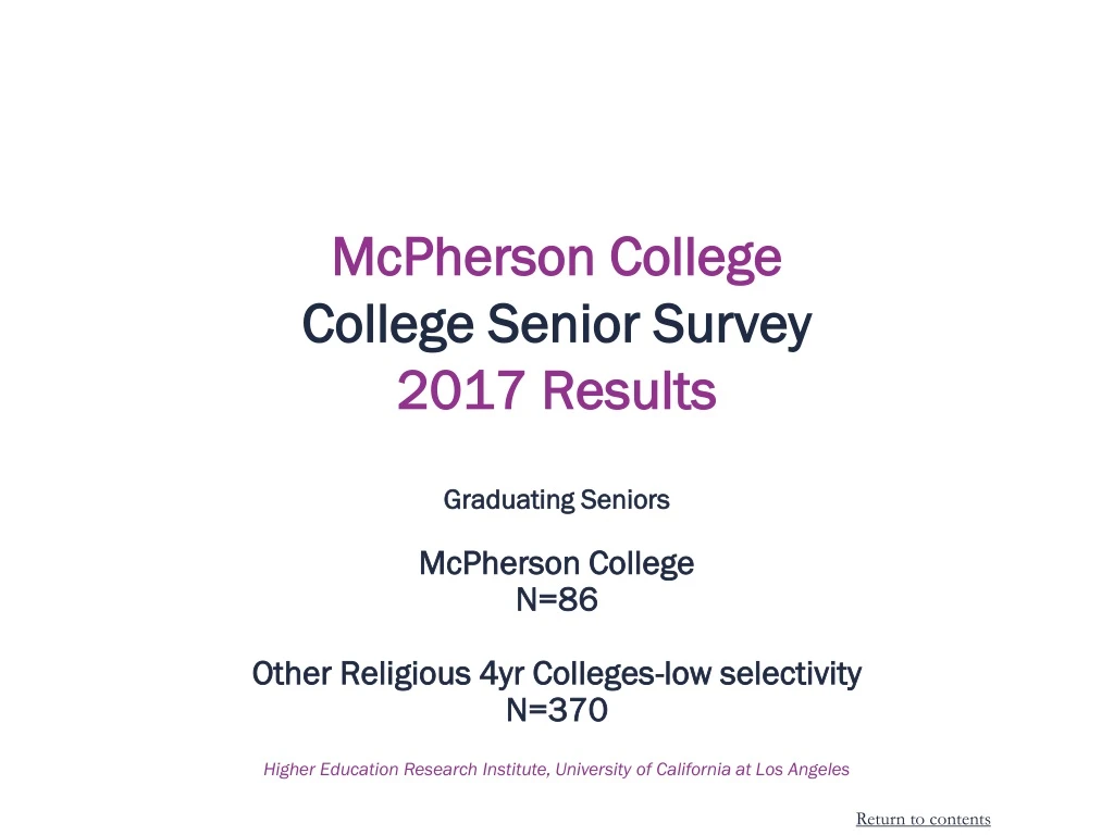 mcpherson college college senior survey 2017 results