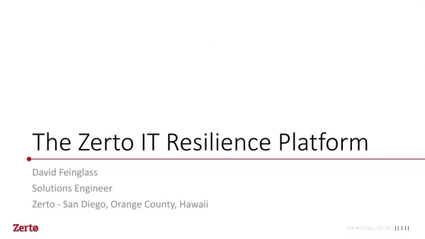 The Zerto IT Resilience Platform