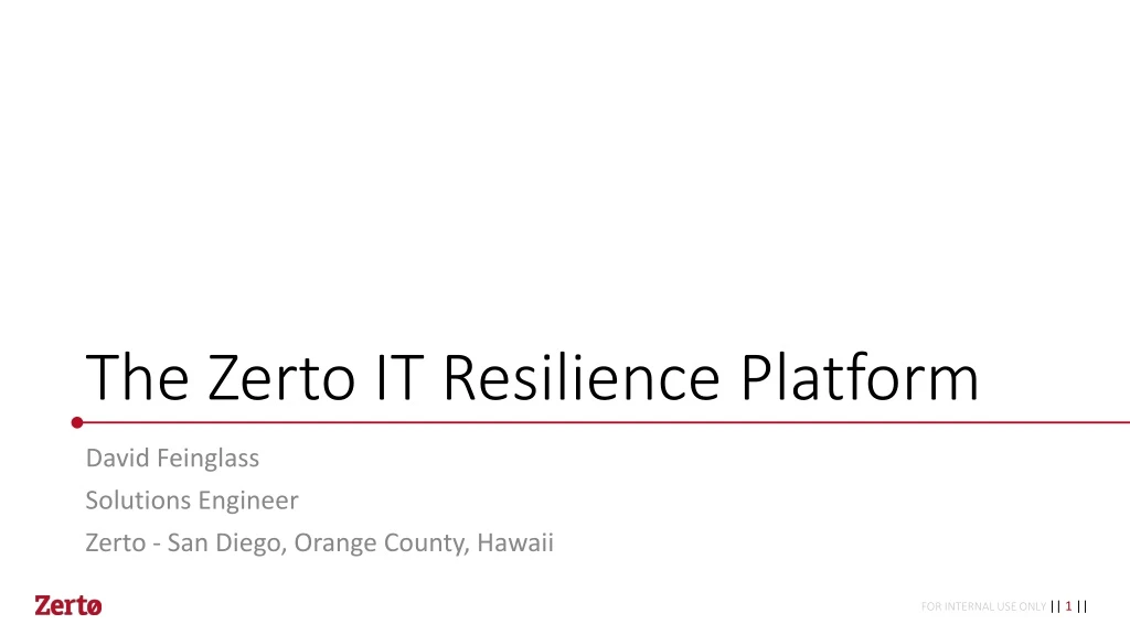 the zerto it resilience platform