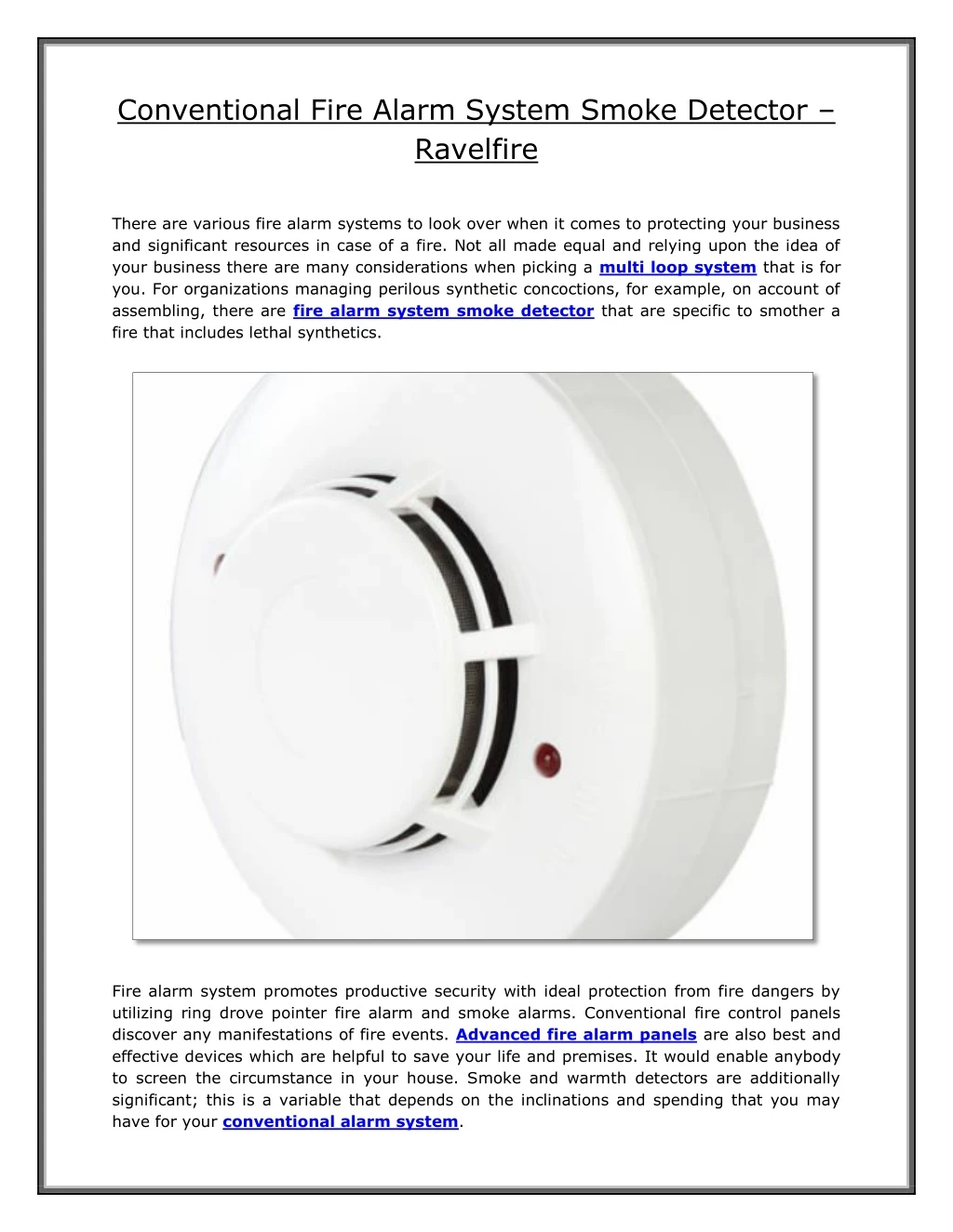 conventional fire alarm system smoke detector