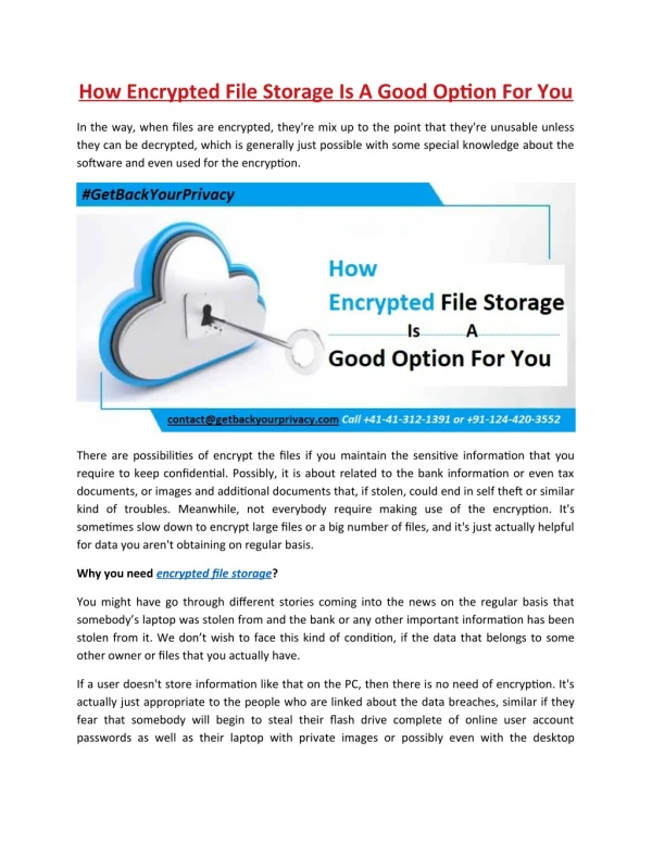 How Encrypted File Storage Is A Good Option For You