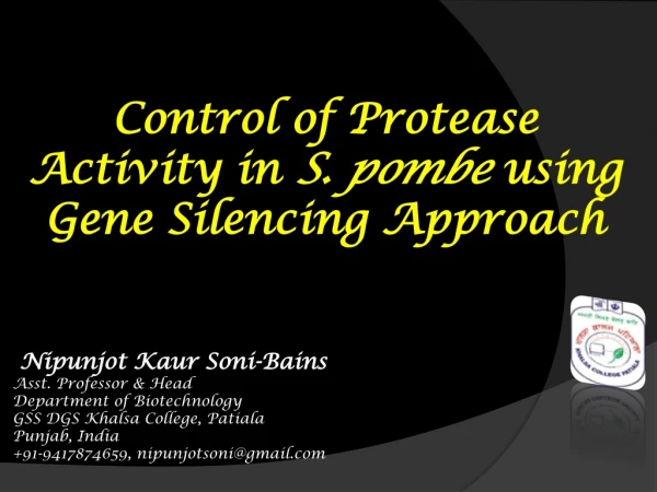 Control of Protease Activity in S. p ombe using Gene Silencing Approach
