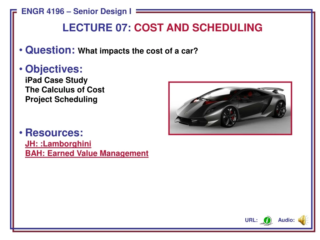 lecture 07 cost and scheduling