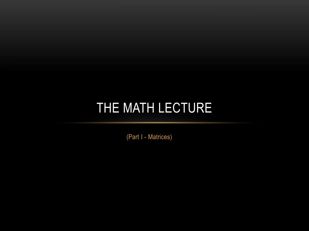 the math lecture