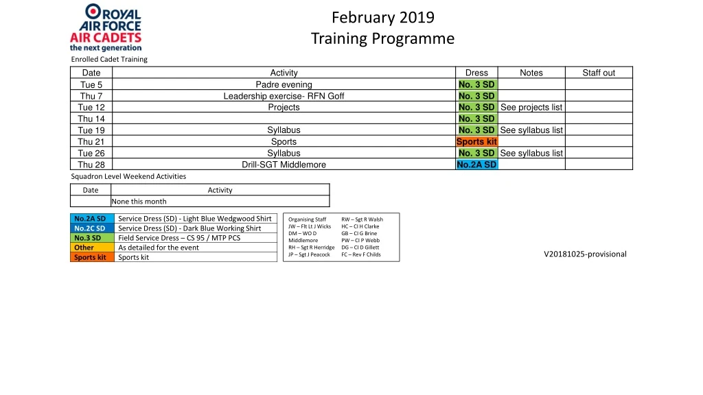 february 2019 training programme