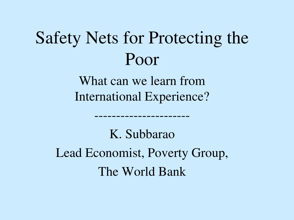 safety nets for protecting the poor