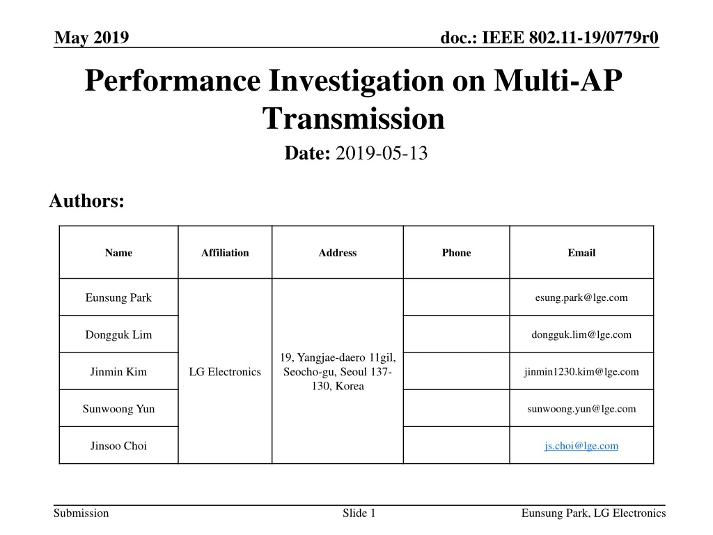 performance investigation on multi ap transmission