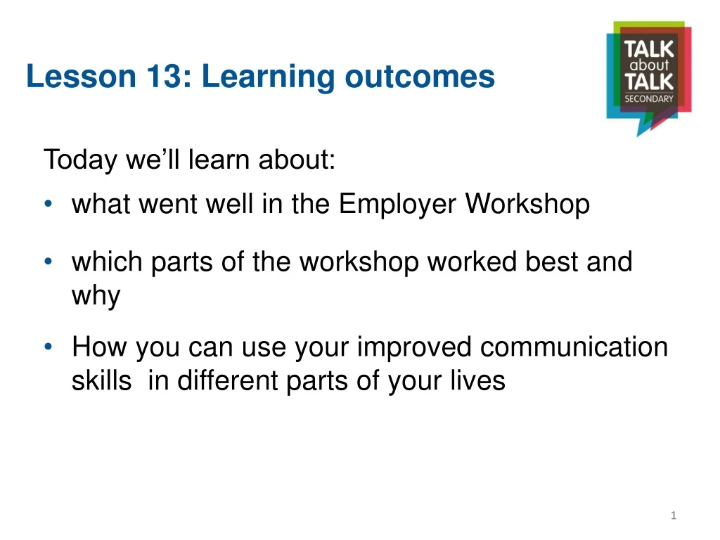 lesson 13 learning outcomes
