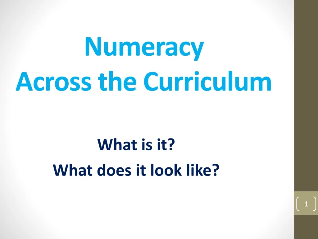 numeracy across the curriculum