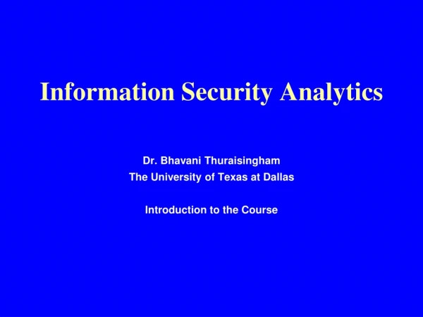 Information Security Analytics