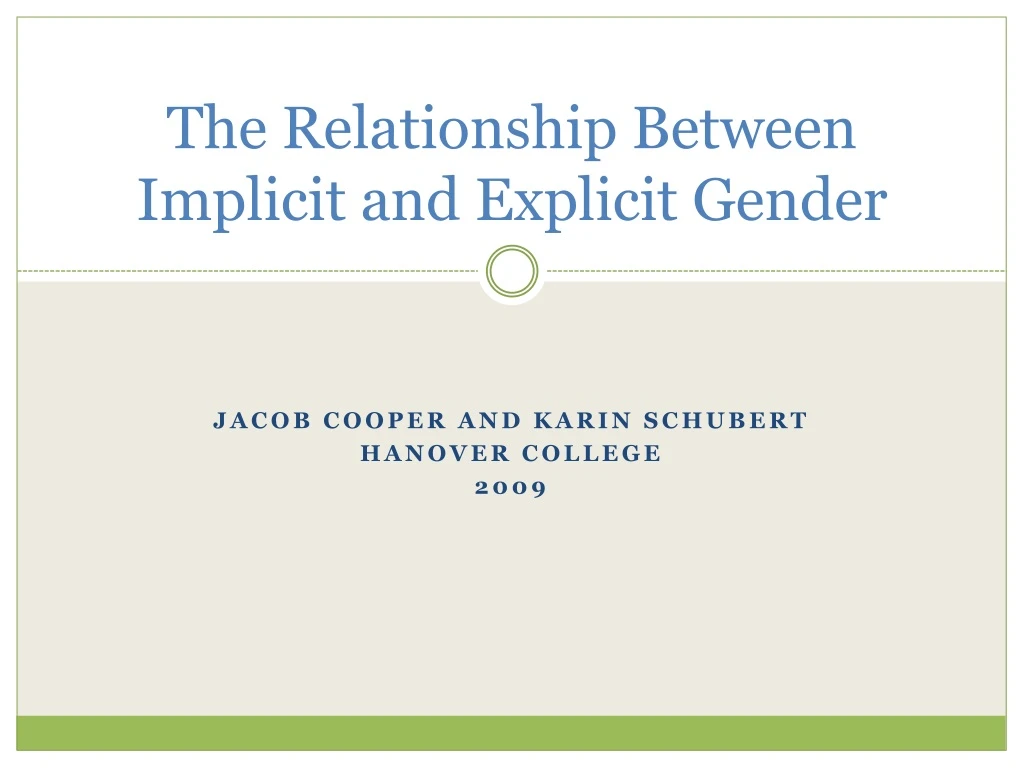 the relationship between implicit and explicit gender