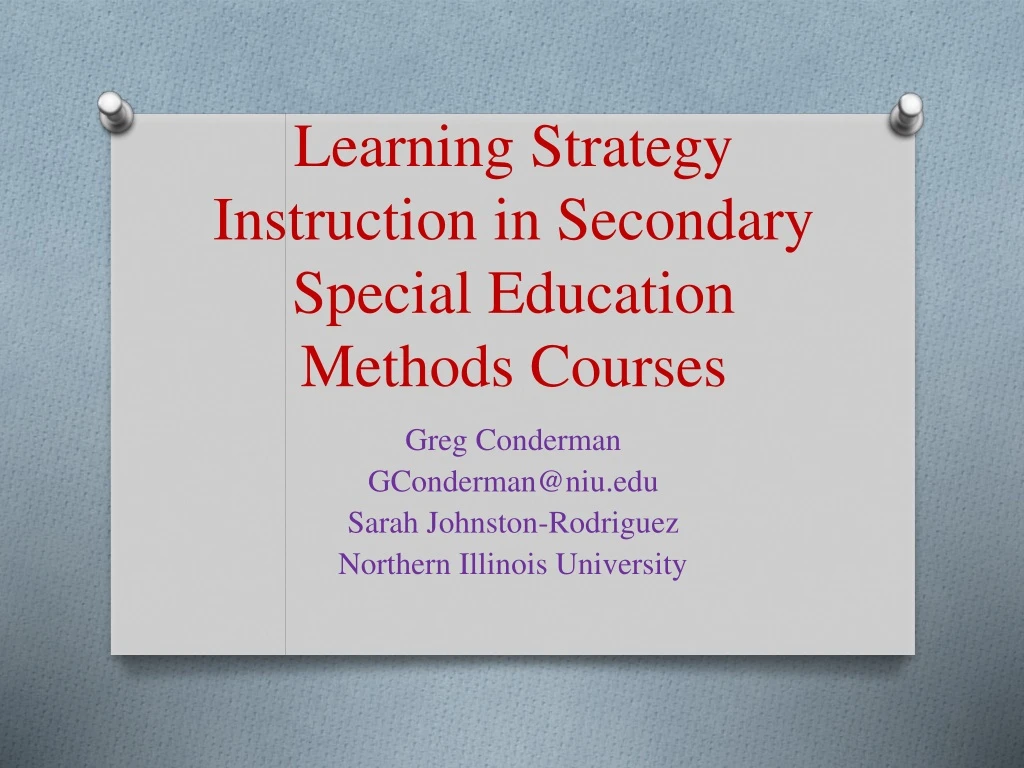 learning strategy instruction in secondary special education methods courses