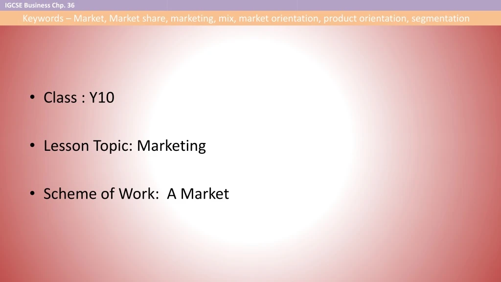 class y10 lesson topic marketing scheme of work