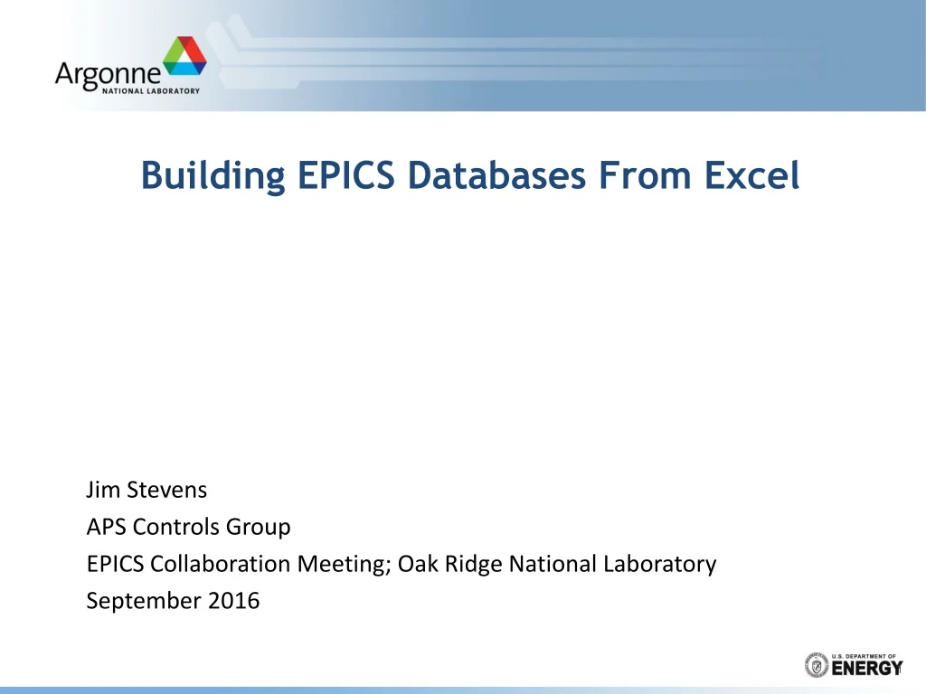 building epics databases from excel