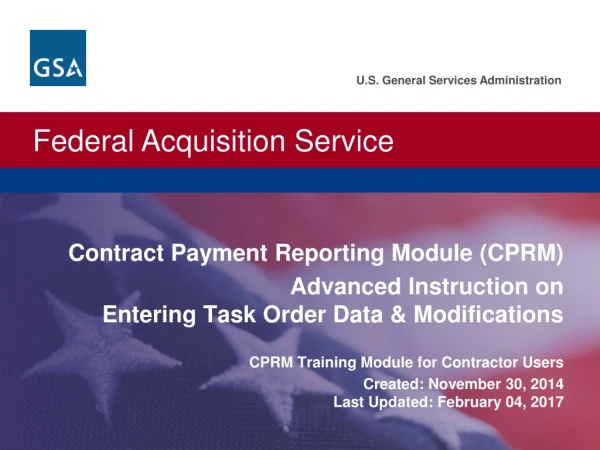 Contract Payment Reporting Module (CPRM)