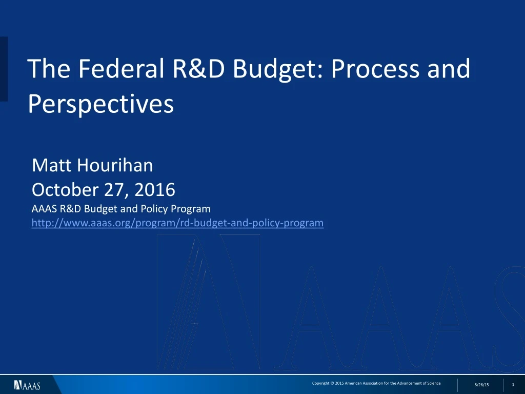the federal r d budget process and perspectives