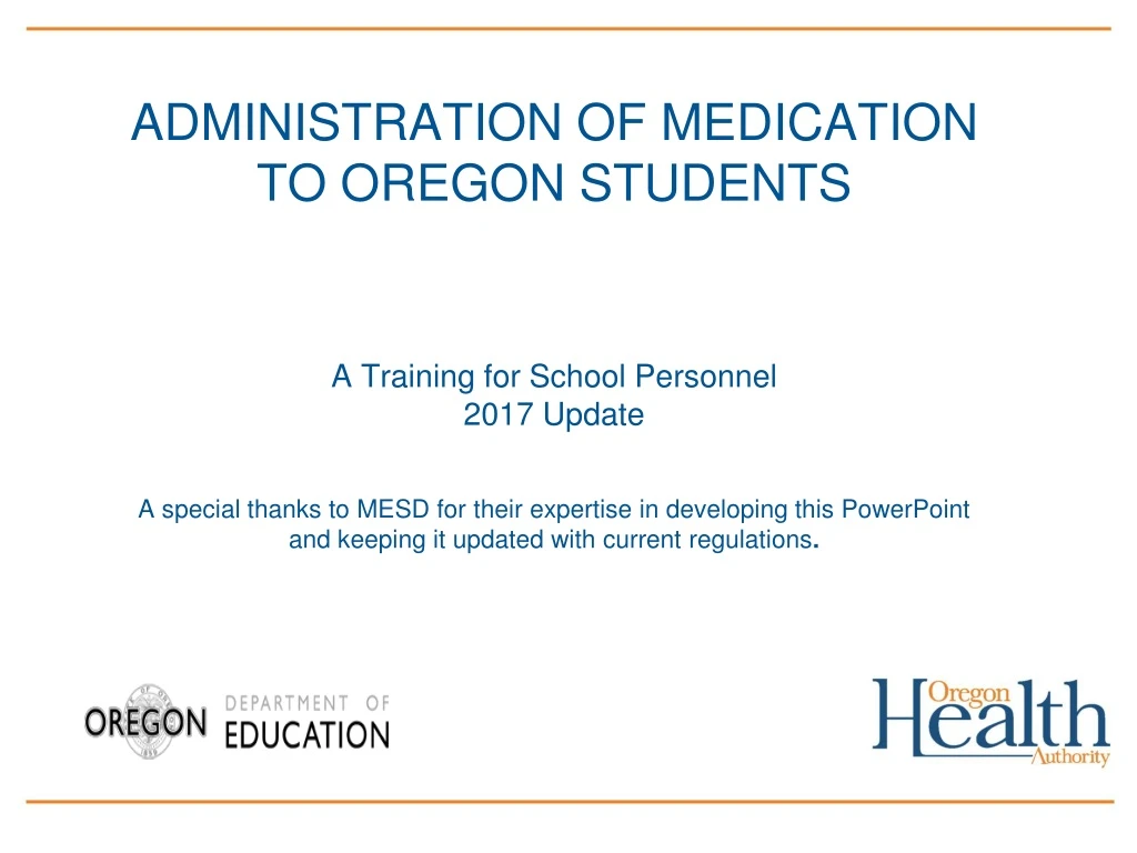 administration of medication to oregon students