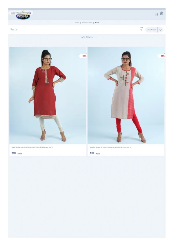 Buy modern kurthis for women at South India Shopping Mall