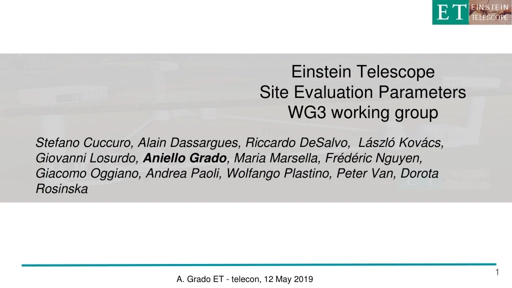 einstein telescope site evaluation parameters