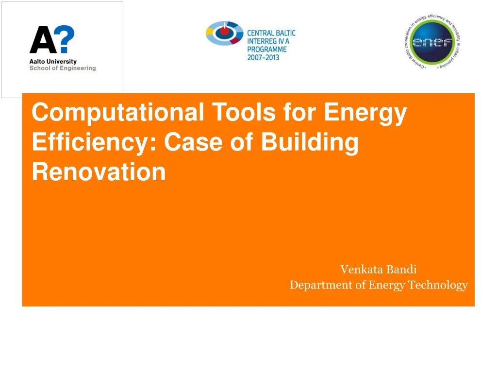 computational tools for energy efficiency case of building renovation